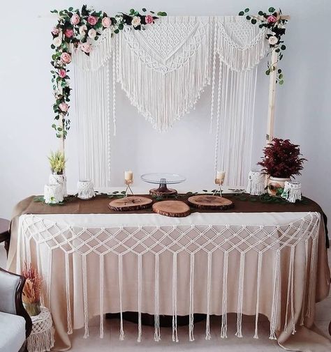 Fall In Love Bridal Shower, Macrame Wedding Backdrop, Diy Slippers, Macrame Backdrop, Grad Party Decorations, Viking Wedding, Macrame Wedding, Lily Wedding, Macrame Wall Hanging Patterns