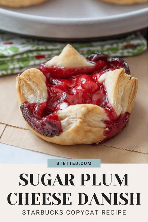 Love the sugar plum cheese danish? Only a few ingredients are needed to whip up these breakfast treats at home. Sugar Plum Cheese Danish, Plum Danish, Sugar Plum Recipes, Easy Cheese Danish, Cheese Danish Recipe, Pepperidge Farm Puff Pastry, Plum Recipes, Cream Cheese Danish, Copycat Starbucks