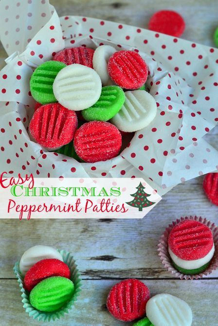 You're going to love this Easy Christmas Peppermint Patties recipe!  Super easy to make, fantastically festive, and always a hit with kids and adults alike.  These holiday treats are the perfect addition to cookie trays and make an excellent gift for teachers and friends! | MomOnTimeout.com #Christmas #candy #recipe Christmas Peppermint Patties, Peppermint Patties Recipe, Peppermint Patty Recipe, Christmas Peppermint, Cookies Easy, Patties Recipe, Christmas Candy Recipes, Peppermint Patties, Xmas Cookies