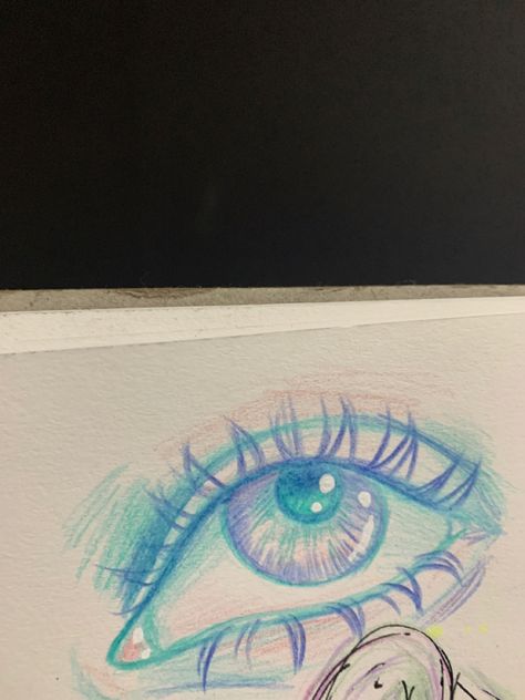 Drawing With Colour Pencils Easy, Coloured Pencil Drawing Tutorial, Drawing Inspo Colored Pencil Easy, Eyes Drawing Colour Pencil, Colored Pencils Drawing Easy, Simple Coloured Drawings, Neon Eye Drawing, Colored Pencil Sketches Easy, Colour Pencil Drawings Easy Sketches