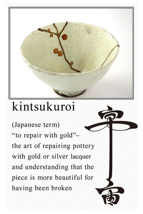 It's a beautiful thing to be able to find beauty in something or someone that has been repaired and put back into circulation. Kintsugi Art, Beautifully Broken, Traditional Japanese Art, Japan Design, Japanese Pottery, Japanese Ceramics, Sumi E, Tea Bowls, Ikebana