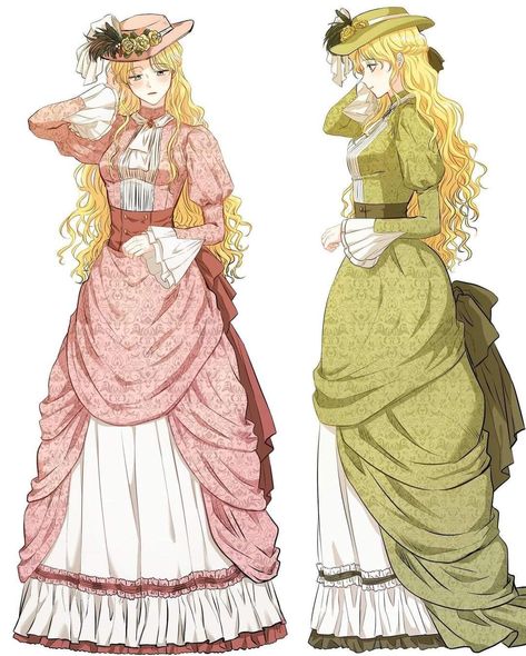 Early 19th Century Fashion Woman, Victorian Drawing Reference, Historical Dress Drawing, Historical Manhwa Outfits, Victorian Dress Drawing Reference, Victorian Dress Drawing, Manhwa Clothes, Victorian Anime, Finding Camellia