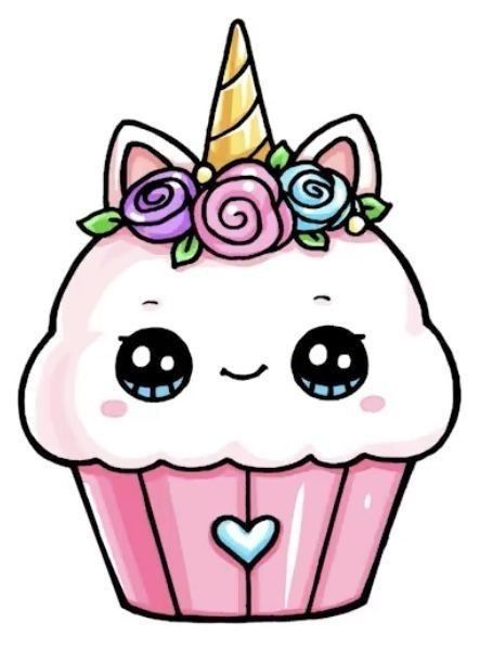 Magical Watercolor, Cupcake Drawing, Unicorn Drawing, Unicorns Clipart, Easy Drawings For Kids, Easy Doodles Drawings, Cute Doodles Drawings, Kawaii Doodles