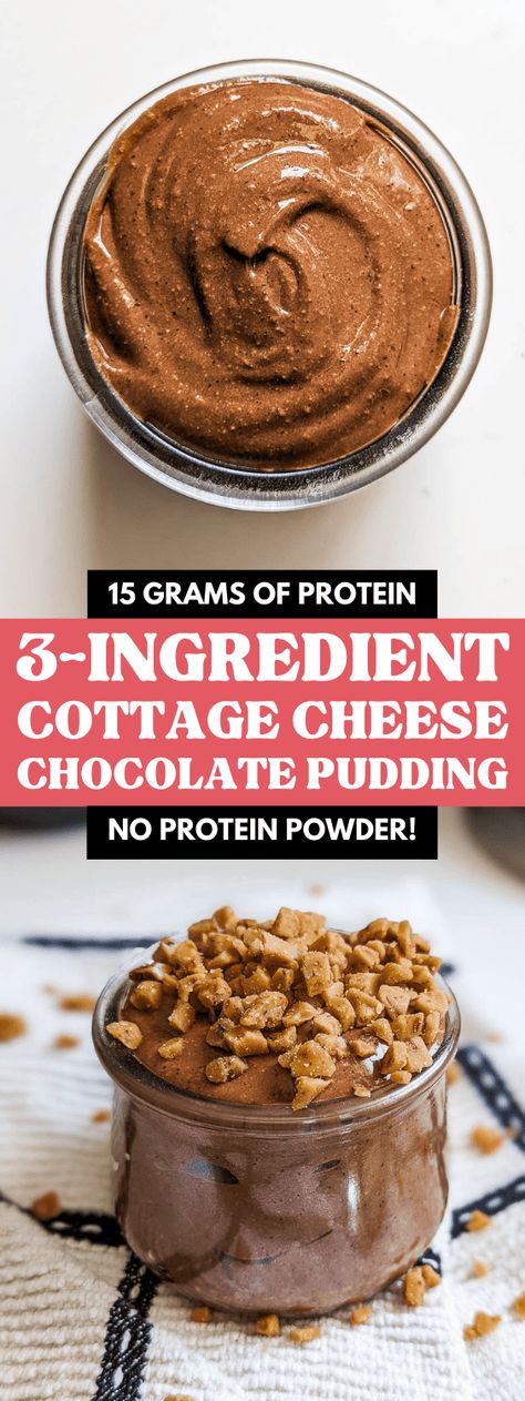 This creamy, healthy chocolate pudding dessert is going to make you completely change the way you feel about desserts with cottage cheese! Each serving is packed with 15 grams of protein, which will make adding cottage cheese chocolate pudding to your dessert rotation a no-brainer. A quick and easy dessert that comes together in minutes, and no protein powder needed. Cottage Cheese With Pudding, Whipped Cottage Cheese Chocolate Mousse, Cottage Cheese And Pudding Recipes, Cottage Cheese Desserts Chocolate, Cottage Cheese Nutella, Protein Pudding Recipe Cottage Cheese, Whipped Chocolate Cottage Cheese, Chocolate Mousse With Cottage Cheese, Keto Dessert With Cottage Cheese