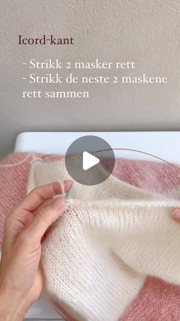 camilla karlsen on Instagram: "Icord 🌸 Så enkelt og delikat👌Love this technique! Quick and easy making a pretty edge for your garment👌 #reels #reelsvideo #knitting #strikking #icord #reelitfeelit #diy #makersmovement #makers #stricken #tejer #yarnlove" I Cord Edge Knitting, I Cord, September 22, Knitting, On Instagram, Instagram