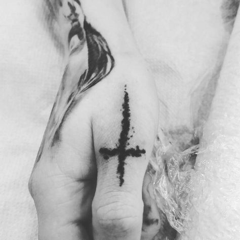 Inverted Cross Tattoo, Clock And Rose Tattoo, Meaningful Symbol Tattoos, Inverted Cross, Handpoke Tattoo, Symbol Tattoos, Tattoo Style Drawings, Cross Tattoo, Rose Tattoo