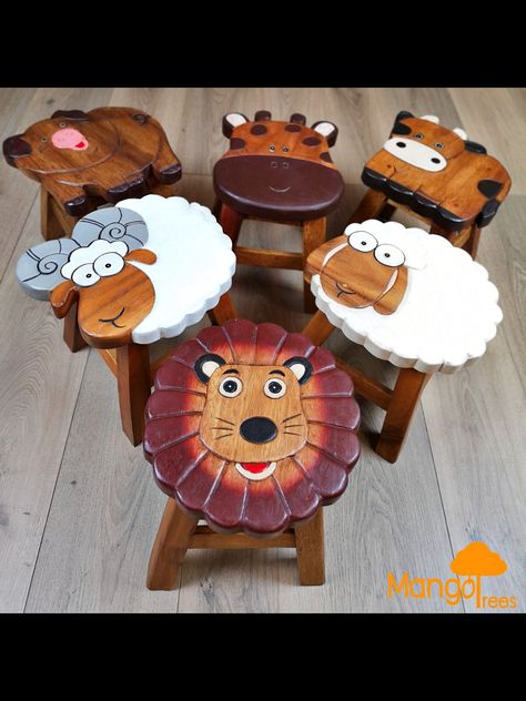 Hand Painted Stools, Baby Development Toys, Mango Trees, Painted Stools, Wood Chairs, Kids Stool, Wooden Bar Stools, Mango Tree, Step Stool Kids