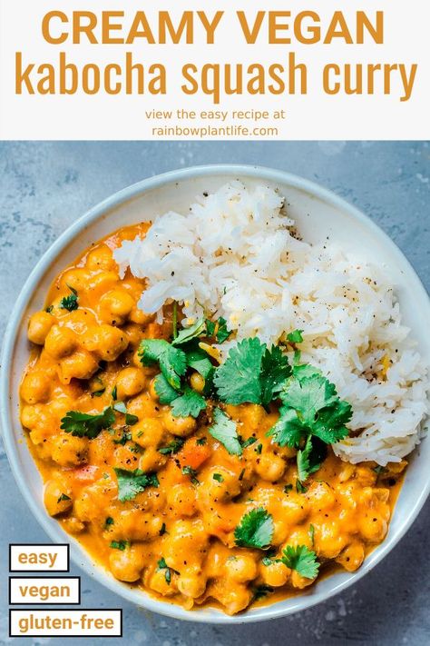 Kabocha Squash Recipe, Rainbow Plant Life, Squash Curry, Kabocha Squash, Vegan Main Dishes, Chickpea Recipes, Easy Comfort Food, Thai Curry, Squash Recipes