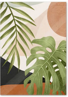 Boho Modern Painting, Abstract Plant Art, Aesthetic Abstract Art, Boho Art Painting, Tropical Art Deco, Tropical Art Print, Tropical Girl, Easy Drawing Steps, Minimal Painting