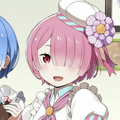 Ram Rezero Icons, Ram Icons Re Zero, Ram Pfp, Ruri Chan, Re Zero Manga, Ram Icon, Girls With Pink Hair, Rezero Ram, Ram Rezero