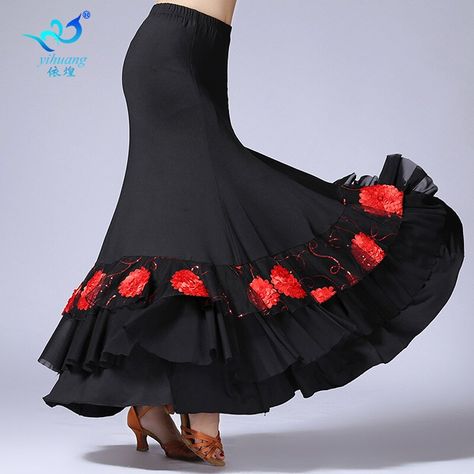 Cheap Ballroom, Buy Directly from China Suppliers:Lady Ballroom Dance Skirt Female Square Dance Suit Sequined Embroidery Performance Skirt Dance Suit Sumba Dancing Costume D-0032 Enjoy ✓Free Shipping Worldwide! ✓Limited Time Sale ✓Easy Return. Modern Dance Dresses, Modern Ballroom, Flamenco Costume, Waltz Dress, Flamenco Skirt, Spanish Dress, Dance Costumes Ballroom, Performance Dresses, Square Dancing