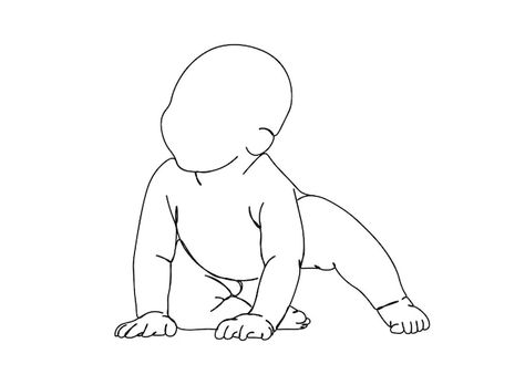 Cute baby single-line art drawing contin... | Premium Vector #Freepik #vector #mother-baby #baby-love #baby-care #baby-hand Baby Drawing Sketches, Baby Zeichnung, Anime Babies, Mom Drawing, Fun Embroidery, Children Drawing, Red Tent, Baby Carrying