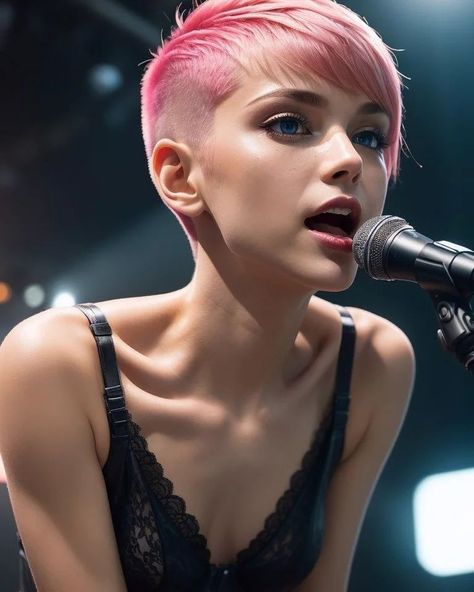 Womens Punk Hairstyles, Cyberpunk Short Hair, Womens Punk Hair, Female Punk Hairstyles, Shaved Sides With Bangs Punk, Retro Haircut, Undercut Hairstyle, Waterfall Braids, Shadowrun Rpg