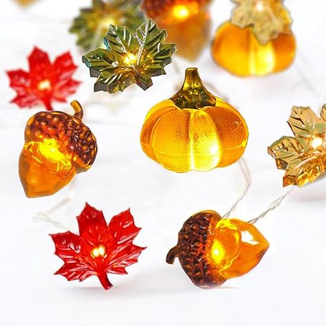 Fall decorations Thanksgiving Lights, Fall Lights, Indoor Fall Decor, Halloween Lights Decorations, 3d Pumpkin, Orange Glow, Fall Garland, Indoor String Lights, Autumn Lights