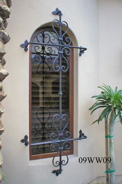 Wrought Iron Window Grill Spanish Style, Wrought Iron Window Grill, Wrought Iron Window, Iron Ideas, Window Security Bars, Iron Window Grill, Window Grilles, Spanish Hacienda, Window Bars