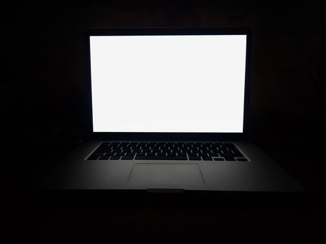 Blank Screen, Dark Wall, Laptop Screen, Desktop Computer, Computer Screen, Premium Photo, Mockup, Close Up, Laptop