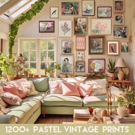 1200+ Cottage Gallery Wall Art Prints Set, Printable Cottagecore Pastel Vintage Art, MEGA BUNDLE, English Country Decor, Digital Download Transform your space into a serene haven with our collection of 1200 pastel tones vintage digital prints. Inspired by the whimsical charm of cottagecore and the timeless elegance of English cottage decor, each print exudes a sense of nostalgia and tranquility.  Perfect for creating a captivating gallery wall or adding a touch of vintage flair to any room, thes Cottage Gallery Wall, Salons Cottage, Cottagecore Pastel, Gallery Wall Art Prints, English Cottage Decor, Pastel Vintage, English Country Decor, Boho Trends, Amazing Gifts