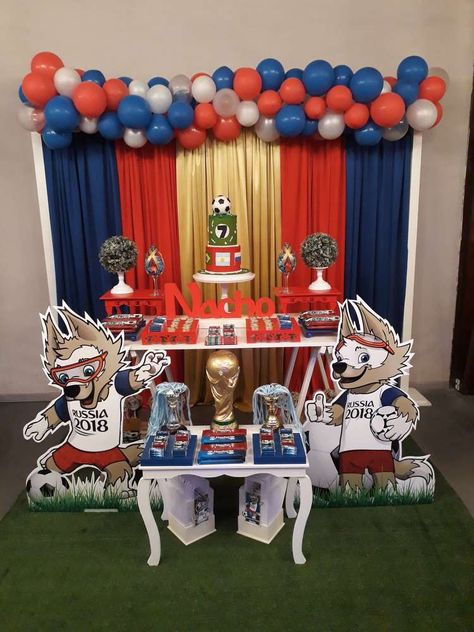 Nacho's 7th World Cup Russia 2018 birthday party  | CatchMyParty.com World Cup Russia 2018, Search Party, Dream Party, Soccer Party, Girls Soccer, Catch My Party, 40th Birthday, Nachos, Photo 1