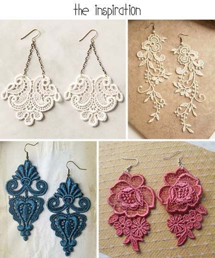 Diy Lace Earrings, Anting Manik, Accessories Necklaces, Lace Crafts, Necklaces Silver, Diy Jewelry Inspiration, Lace Earrings, Lace Jewelry, Earrings Inspiration