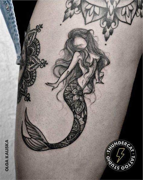 mermaid tattoo 15 Dark Mermaid Tattoo, Aquarius Goddess Tattoo, Tattooed Mermaid, Goddess Mermaid, Tattoo Mermaid, Mermaid Goddess, Tattoo Dark, Mermaid Tattoo Designs, Tattoo Diy