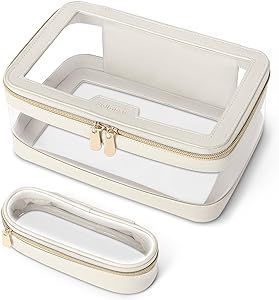 This lightweight and portable travel cosmetic bag is the perfect travel companion for your daily travel needs! This travel makeup bag is designed to be fashionable and elegant.. Clear Makeup Bag, Valentines Day Gifts For Friends, Makeup Case Organization, Makeup Brush Bag, Clear Makeup, Clear Makeup Bags, Leather Cosmetic Bag, Cosmetic Bag Set, Leather Dye