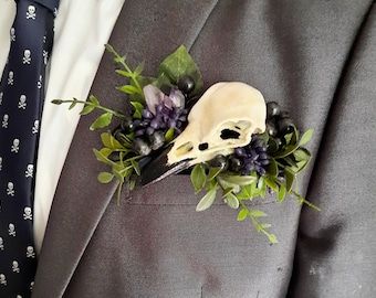 Gothic Wedding Theme, Dark Wedding Theme, Floral Pocket Square, Pagan Wedding, Wedding Corsage, Raven Bird, Viking Wedding, Eclectic Wedding, Goth Wedding