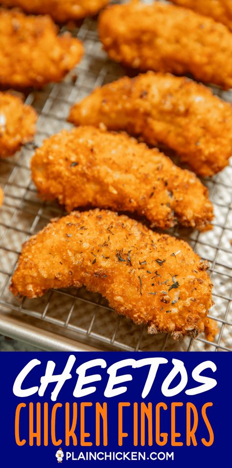 Cheetos Crusted Chicken, Cheetos Chicken Recipes, Cheeto Crusted Chicken, Cheeto Chicken Tenders, Cheetos Recipe Ideas, Cheetos Chicken Tenders, Dorito Crusted Chicken, Cheetos Fried Chicken, Cheeto Chicken