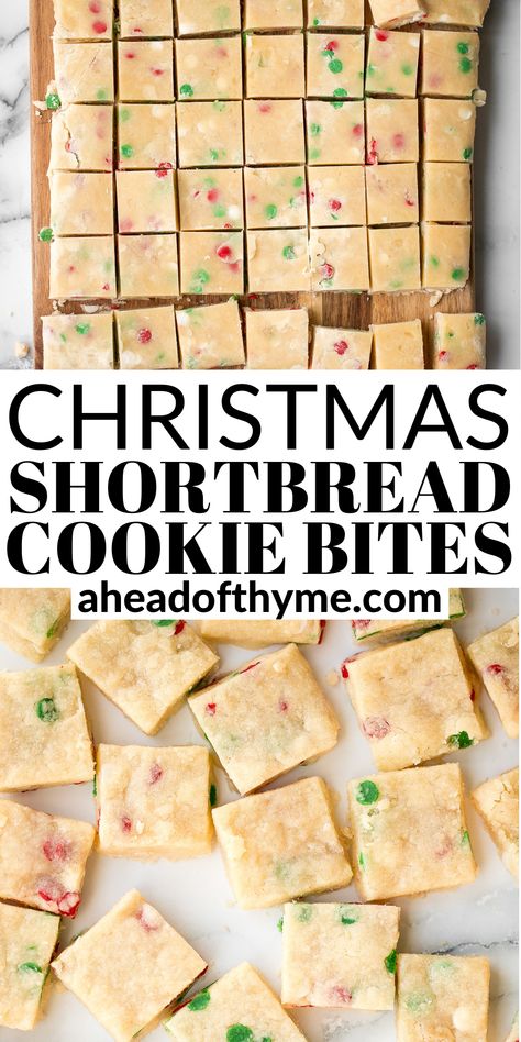 Christmas Shortbread Cookie Bites, Shortbread Cookie Bites, Funfetti Christmas, Cookies Bites, Christmas Shortbread Cookies, Shortbread Bites, Cranberry Orange Shortbread Cookies, Fun Holiday Treats, Shortbread Cookies Christmas