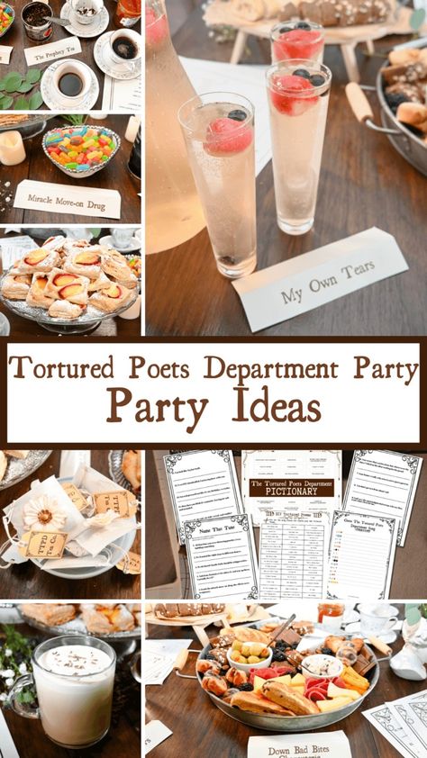 The Tortured Poets Department Easy Party Ideas | The TipToe Fairy Ttpd Themed Food, Tortured Poets Department Party Food, Taylor Swift Tortured Poets Department Party, Ttpd Themed Party, Tortured Poets Party, Taylor Swift Themed Foods, Eras Party Food, Tortured Poets Department Party, Taylor Swift Themed Party Food