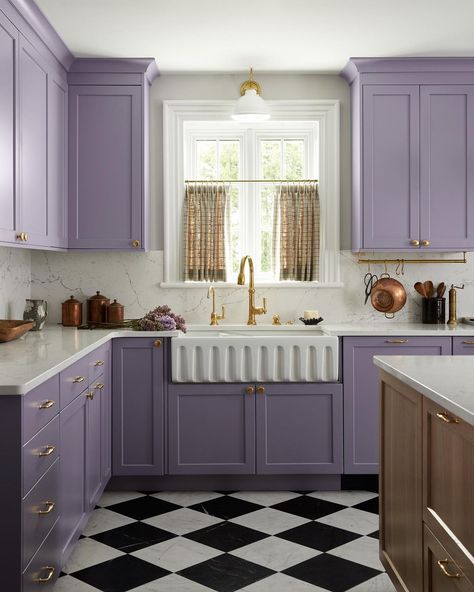 Lavendar Kitchen, Purple Kitchen Cabinets, Lilac Kitchen, Purple Cabinets, Lavender Kitchen, Red Kitchen Cabinets, Kitchen Cabinet Color, Purple Kitchen, Cabinet Color