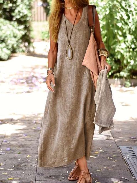 Cotton Dress, A Line, Maxi Dress, Color