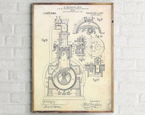 Motor Patent Print. Motor Patent Poster. Motor Wall Art. | Etsy Industrial Poster, Mens Wall Art, Engineering Poster, Engineering Art, Engineer Prints, Engineering Gifts, Patent Drawing, Patent Prints, Man Cave Decor