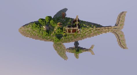 flying humpback whale Minecraft Project Sky Base Minecraft, Minecraft Whale, Minecraft Sky Base, Minecraft Turtle, Minecraft Garden, Minecraft Steampunk, Minecraft Statues, Flying Ship, Steampunk Animals