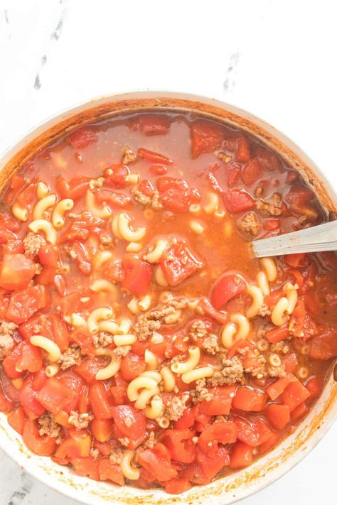 Tomato and Beef Macaroni Soup - Happy Homeschool Nest Lemon Pound Cake Cookies, Beef Macaroni Soup, Pound Cake Cookies, Macaroni And Tomatoes, Beef Macaroni, Macaroni Soup, Cream Soup Recipes, Macaroni Pasta, Lemon Pound Cake