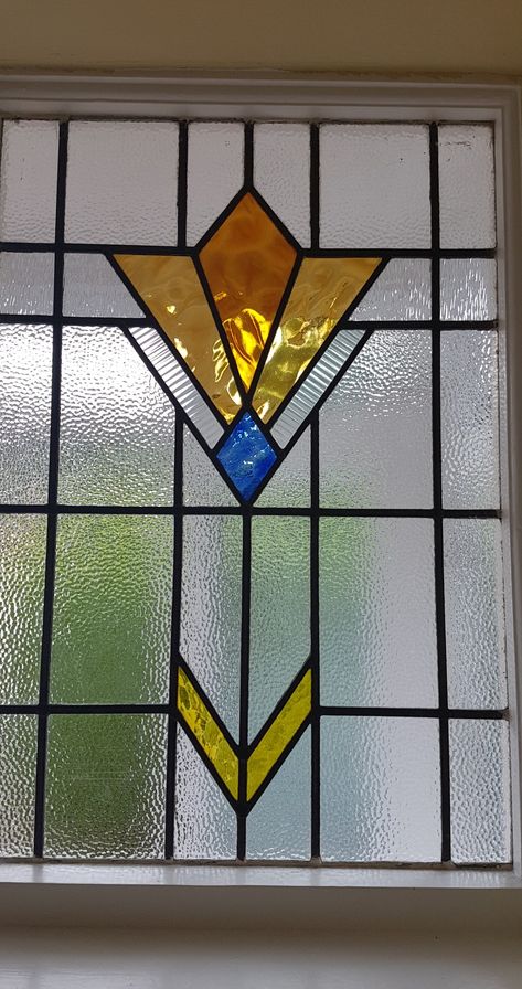 Stained glass 1930s Stained Glass Window Panel Simple, Stained Glass 1920s, 1930 Stained Glass Windows, 1960s Stained Glass Door, Art Deco Stained Glass, Leadlight Windows, 30” Stained Glass Panel, Glass Art Pictures, Making Stained Glass