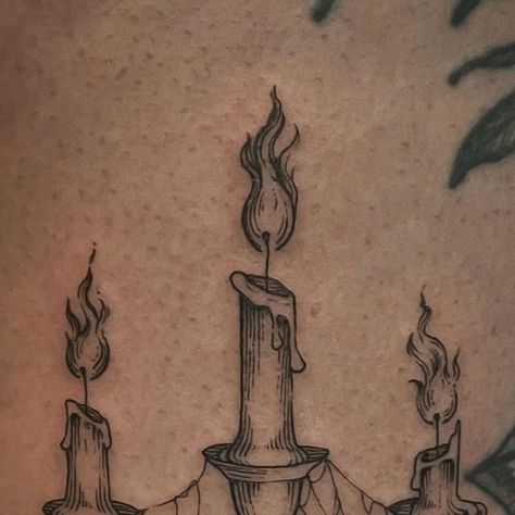 Sam ✵ Claw on Instagram: "Huge thanks to @kllsym for asking me to do this, for always being so lovely and stylish, and for your ongoing support. Was a joy as always to see you 🖤
✥
✥
✥
#candletattoo #candelabra #candelabratattoo #gothaesthetic #gothtattoo #gothgirl #darkaesthetic #darkacademia #gothicstyle #edinburghtattoo" Dark Academia Aesthetic Tattoo, Dark Academia Tatoos Aesthetic, Gothic Chandelier Tattoo, Gothic Candle Tattoo, Antique Candle Tattoo, Candlestick Tattoo, Dark Academia Tattoo, Engraving Tattoo, Goth Tattoo