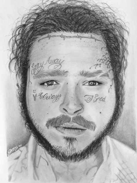 Post Malone Sketch, Post Malone Portrait, Post Malone Drawing, Gifts Crochet, Actors Images, Post Malone, Portrait Drawing, Drawing Sketches, Pencil Drawings