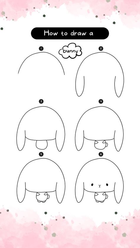 Cartoon Tutorial, Bunny Sketches, Flash Funny, How To Draw Cute, Kawaii Drawing, Draw Step By Step, Bullet Journal Ideas Templates, Easy Drawings For Beginners, Cute Easy Doodles