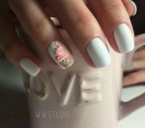 Ice cream Nail Ice Cream, Nails Ice Cream, Cupcake Nail Art, Cupcake Nails, Ice Cream Nails, Cream Nail, Cream Nails, Glamorous Nails, Simple Nail