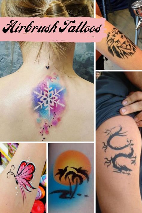 What Is An Airbrush Tattoo - TattooGlee Airbrush Tattoo Ideas, Airbrush Body Art, Airbrush Tattoo Stencils, Air Brush Tattoo, Airbrush Tattoo Designs, Airbrush Body Painting, Spray Paint Tattoo, Airbrush Art Ideas, Air Brush Art