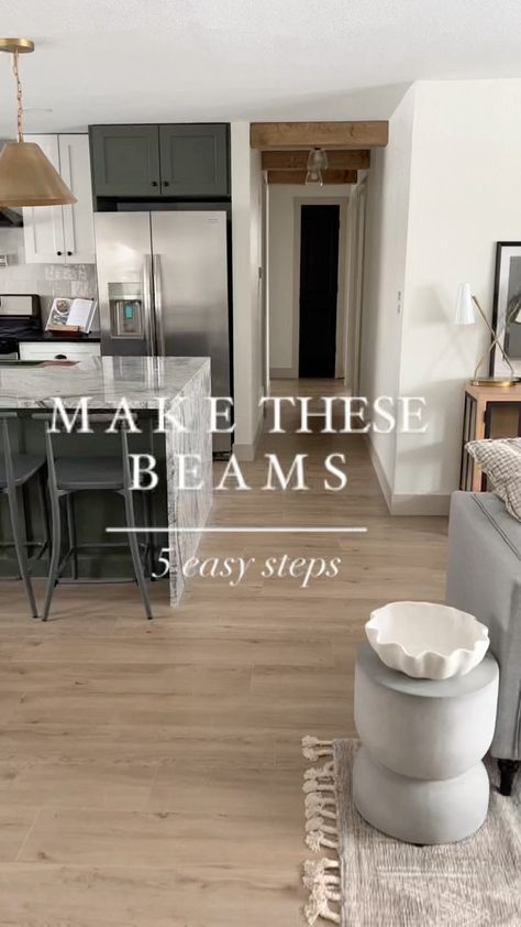 lonihaskellinteriors on Instagram: Make these beams! These beams are so easy and can really add a ton to a space!! I love putting them in hallways, living rooms, bedrooms,… Hallway Beams, Hallway Ceiling, Diy Trim, House Remodeling, Faux Wood Beams, Small Hallways, Wood Beams, Stain Colors, Design Diy