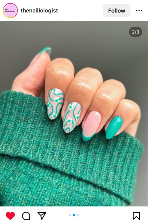 Chloe Nails, Easy Nail Ideas, Boho Nails, Teal Nails, Turquoise Nails, Cow Nails, Summer Nail Designs, Nails Only, Easy Nails