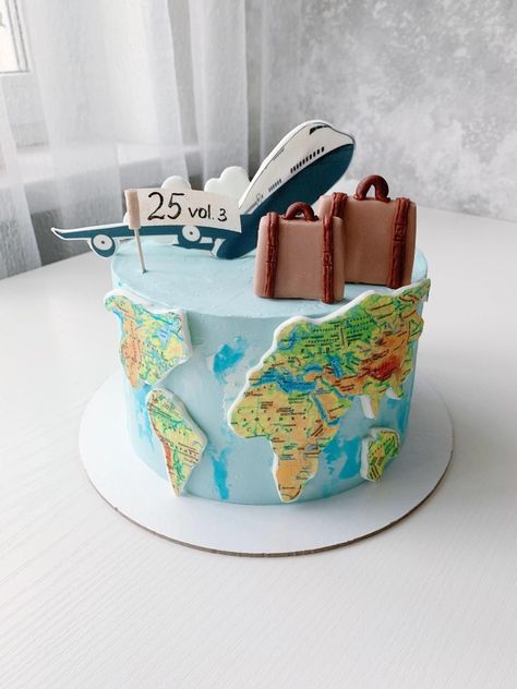 European Cake Design, Travel Cake, Fun Baking, Travel Theme, Fun Baking Recipes, Travel Themes, Birthday Cakes, Cake Ideas, Baked Goods