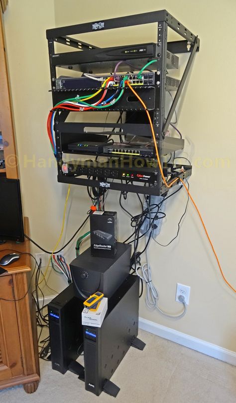 Home Network Wall Mount Rack Home Network Rack, Network Organization, Network Rack, Home Theater Installation, Home Theater Furniture, House Addition, Game Room Basement, Server Room, Server Rack