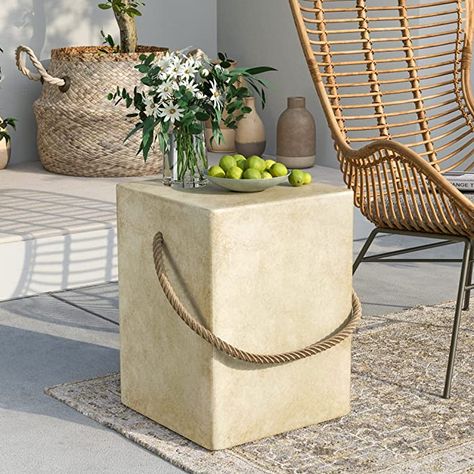 Click the link to purchase product. Outdoor Side Table for Patio,15" Outdoor Accent Table w Hemp Rope, Patio Side Table End Table in Warm Gray, Ceramic Side Table Garden Stool Log Table. Small Outdoor Side Table, Side Table Outdoor, Ceramic Side Table, Boho Side Table, Concrete Side Table, Patio Accent Table, Log Table, Garden Plant Stand, Table Garden