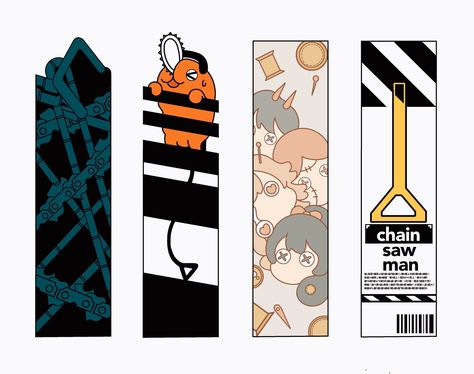 Name Tag Anime Design, طابع بريدي, Creative Bookmarks, Desain Editorial, Anime Printables, Anime Crafts, Line Sticker, Anime Stickers, Chainsaw Man