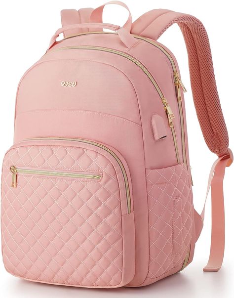 RJEU Girls School Backpack,Cute Backpack for Women with Laptop Compartment,Teen Bookbag for College Travel Work,Mochilas Escolares para Niñas,Pink Best School Bags, Cute Backpacks For Women, Pink Bookbag, Pink School Bags, Light Pink Backpack, Cool School Bags, Cute Stationary School Supplies, Back To School Backpacks, Girl Backpacks School