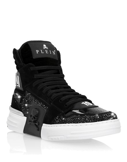 PHANTOM KICK$ Hi-Top Crystal Black by Phillip Plein Phillips Plein, The Phantom, Hi Top, Philipp Plein, Shoes Men, Beautiful Shoes, Mens Clothing Styles, All Black, High Top Sneakers