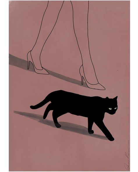 Walk it like you talk it Black Cat Walking, Road Drawing, Weird Cats, Cat Outline, Animal Doodles, Warrior Cats Art, Black Cat Art, Cat Walk, Cat Wallpaper