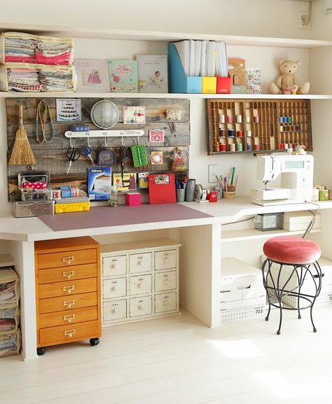 Hobby Workshop, Sewing Room Storage, Sewing Spaces, Art Studio Organization, Craft Room Furniture, Dream Craft Room, Craft Room Design, Sewing Room Organization, Sewing Space